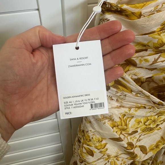 NWT Zimmermann Golden Asymmetric Dress Yellow Toile Floral Size 1 Small 4-6 $895 - Picture 13 of 15